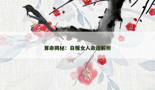 算命揭秘：白板女人命运解析